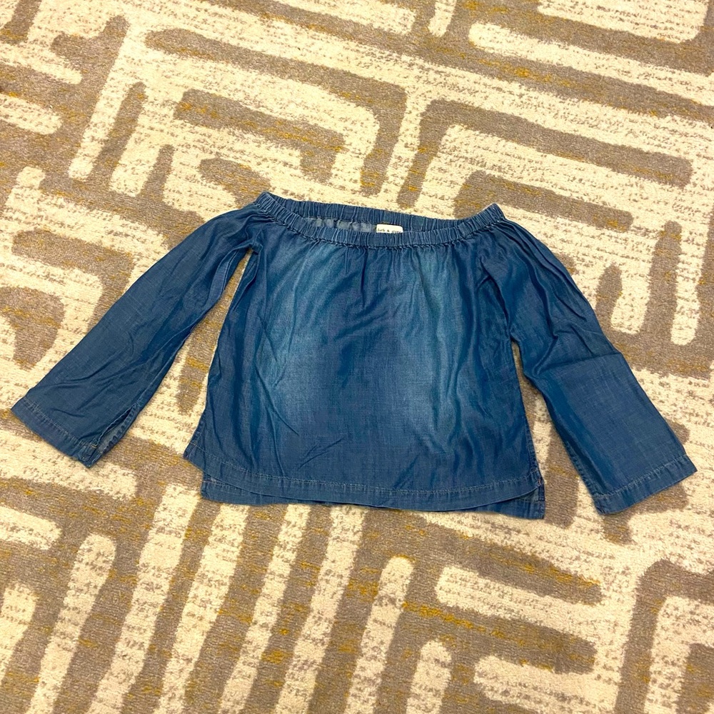 Anthropologie cloth + stone off shoulder denim blouse